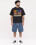 Mockup Boxy Heavyweight Tee Black male full-body 07
