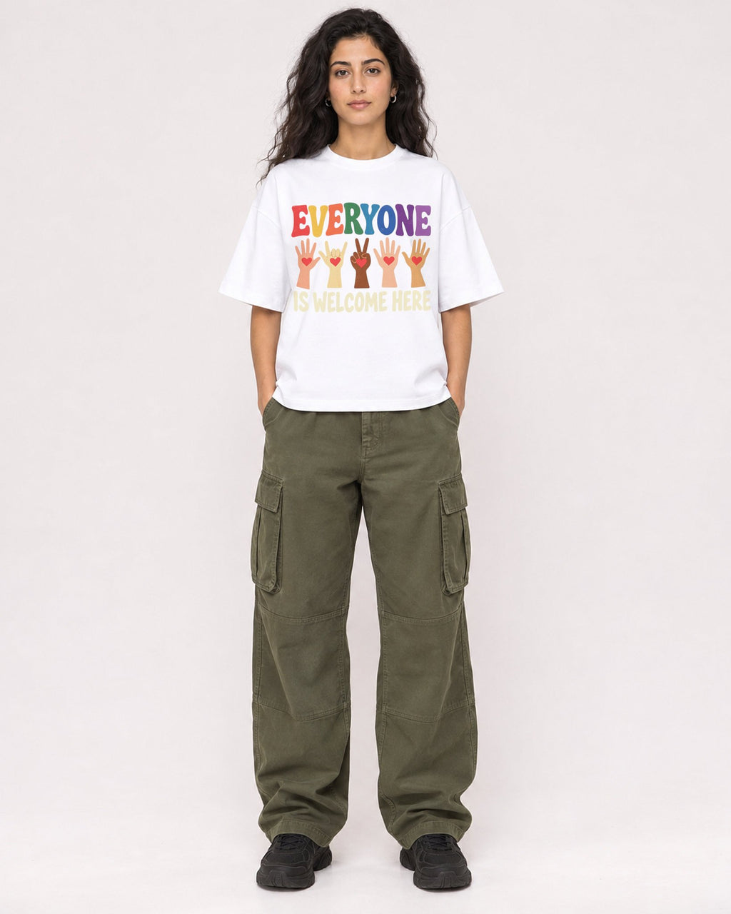 Mockup Boxy Heavyweight Tee White female full-body 07