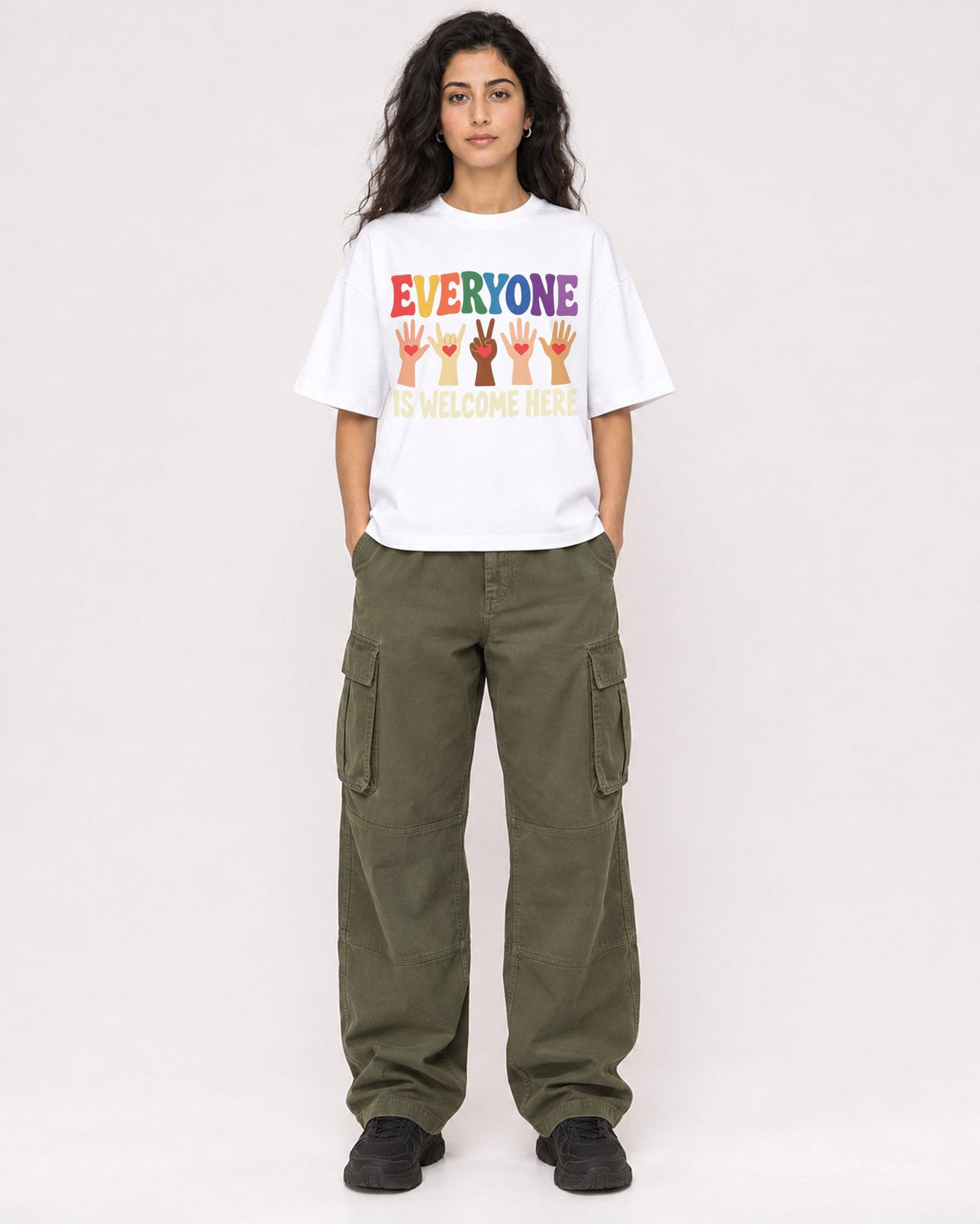 Mockup Boxy Heavyweight Tee White female full-body 07