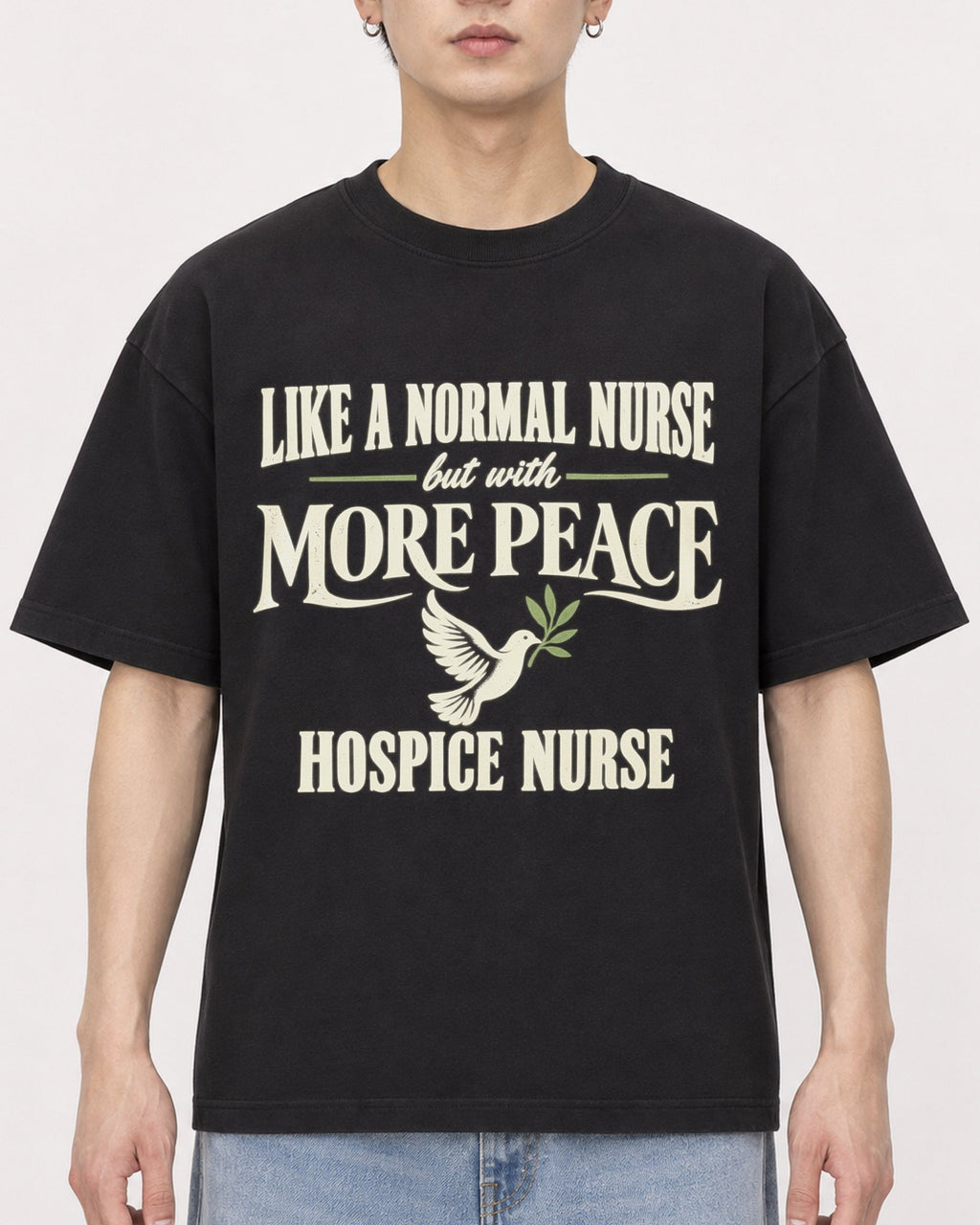 Mockup Boxy Heavyweight Tee Black male close-up 01