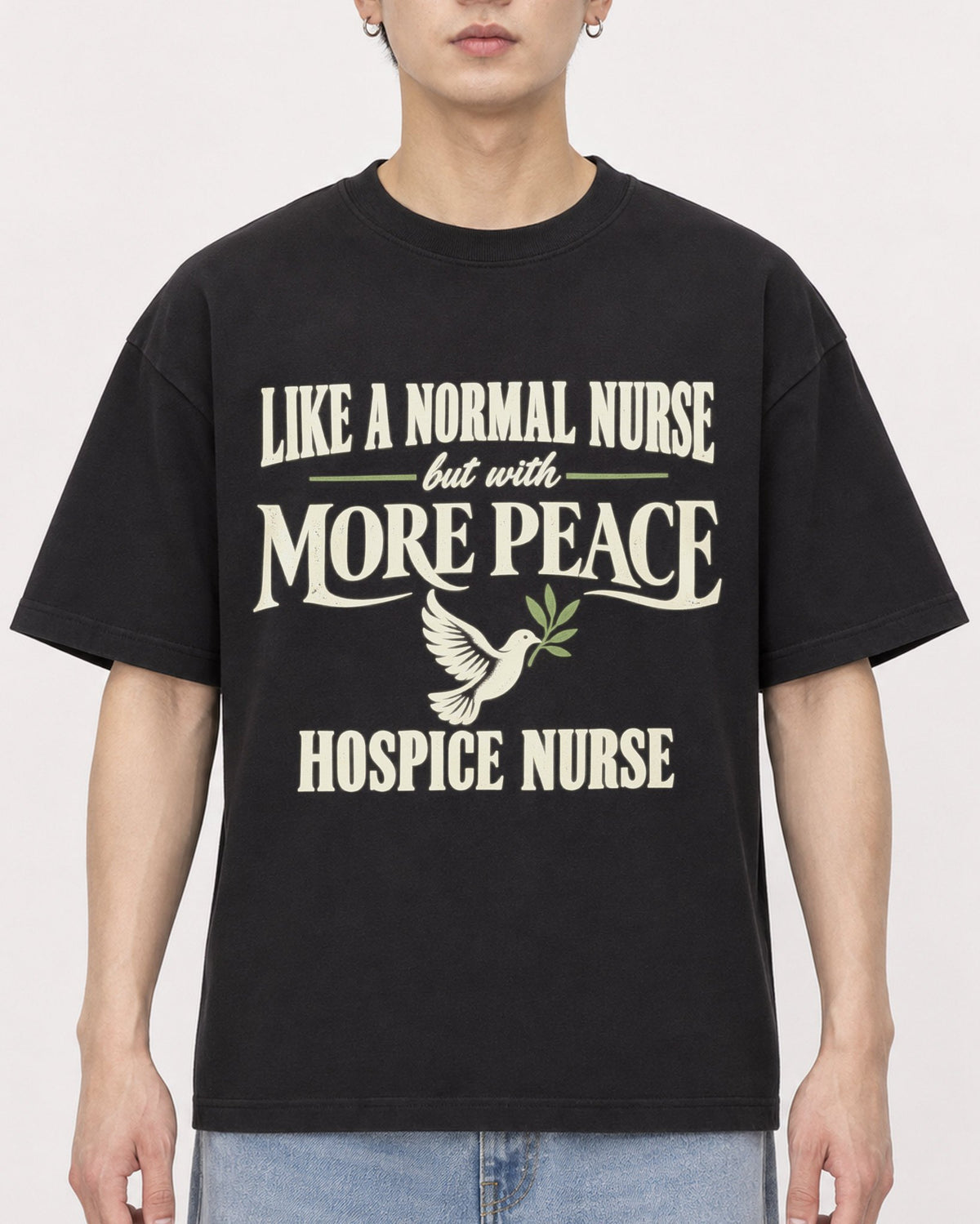 Mockup Boxy Heavyweight Tee Black male close-up 01