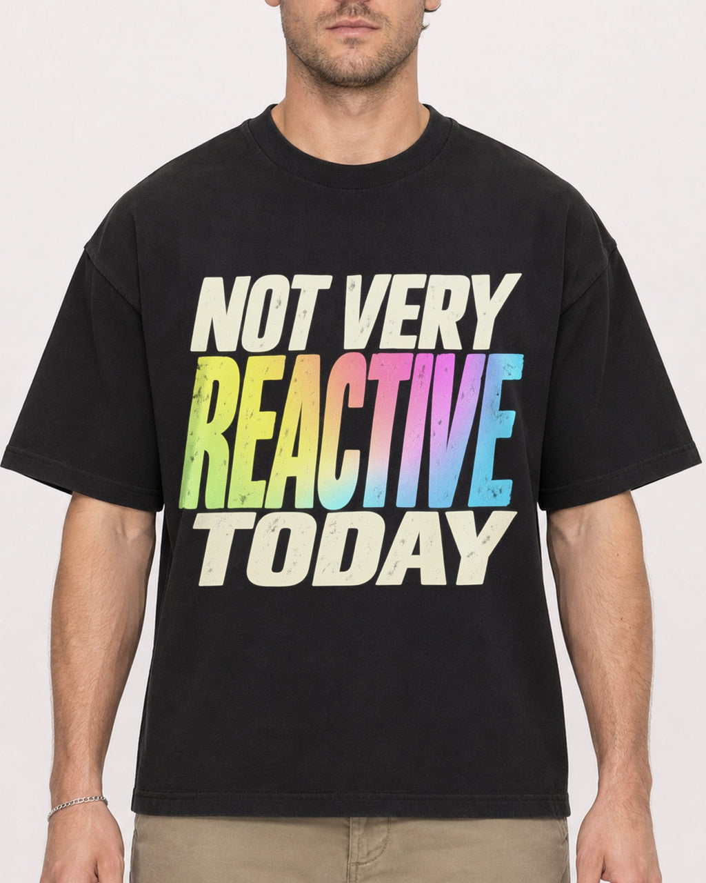 Mockup Boxy Heavyweight Tee Black male close-up 08