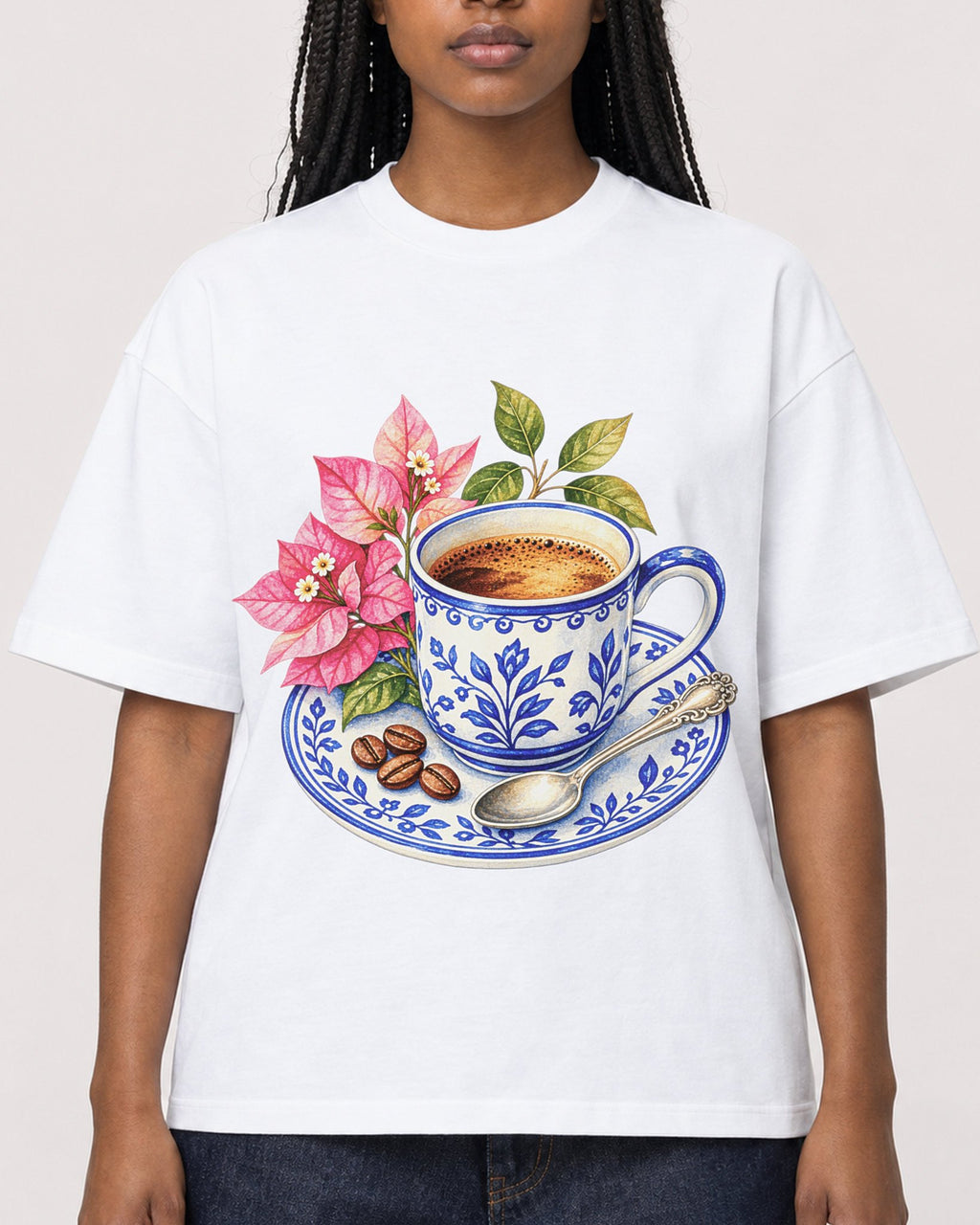 Mockup Boxy Heavyweight Tee White female close-up 04