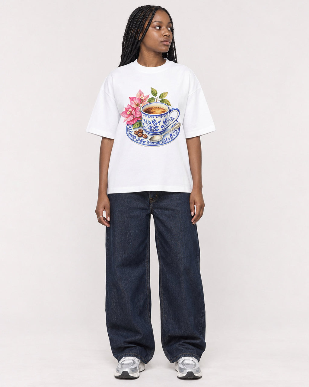 Mockup Boxy Heavyweight Tee White female full-body 04