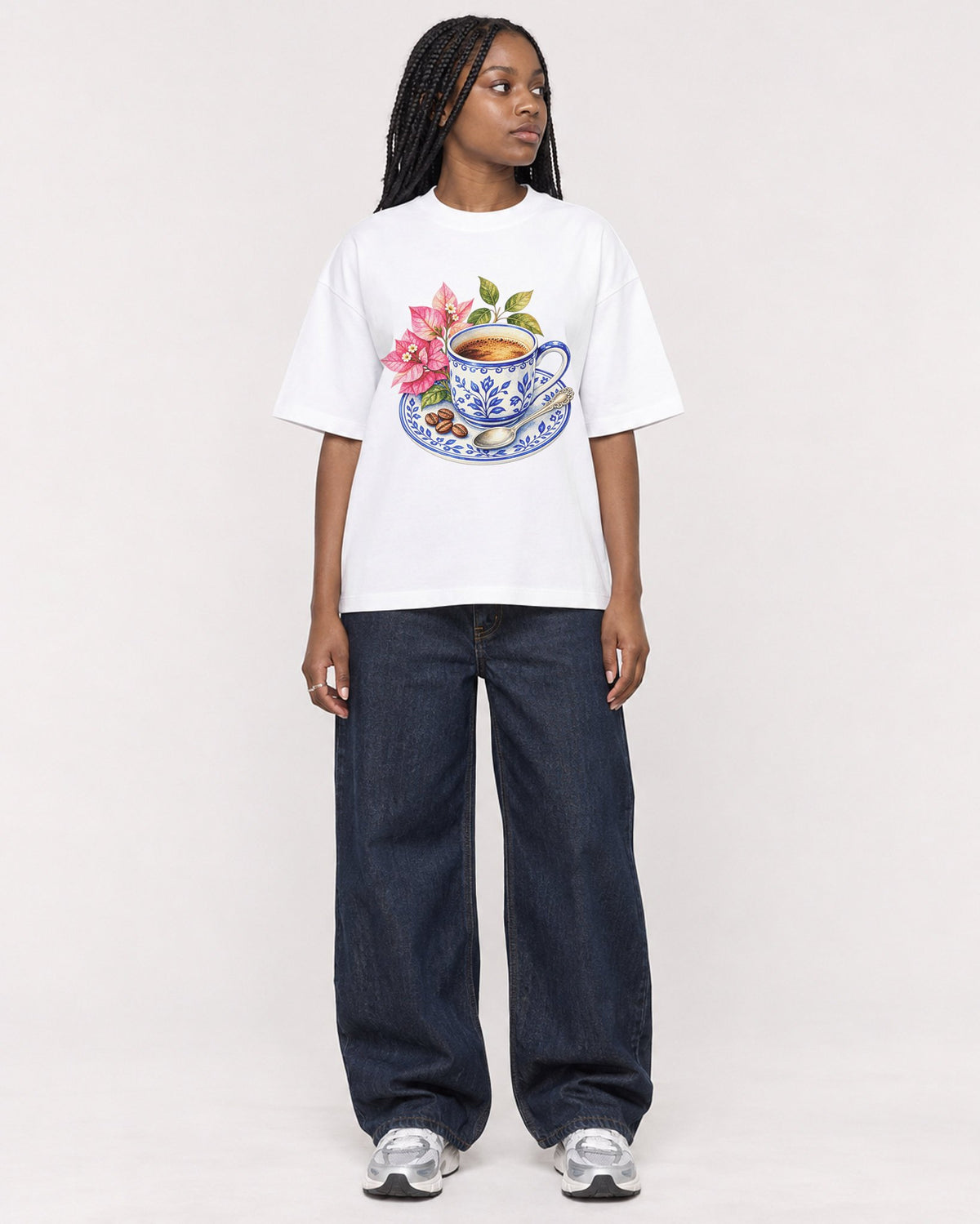 Mockup Boxy Heavyweight Tee White female full-body 04