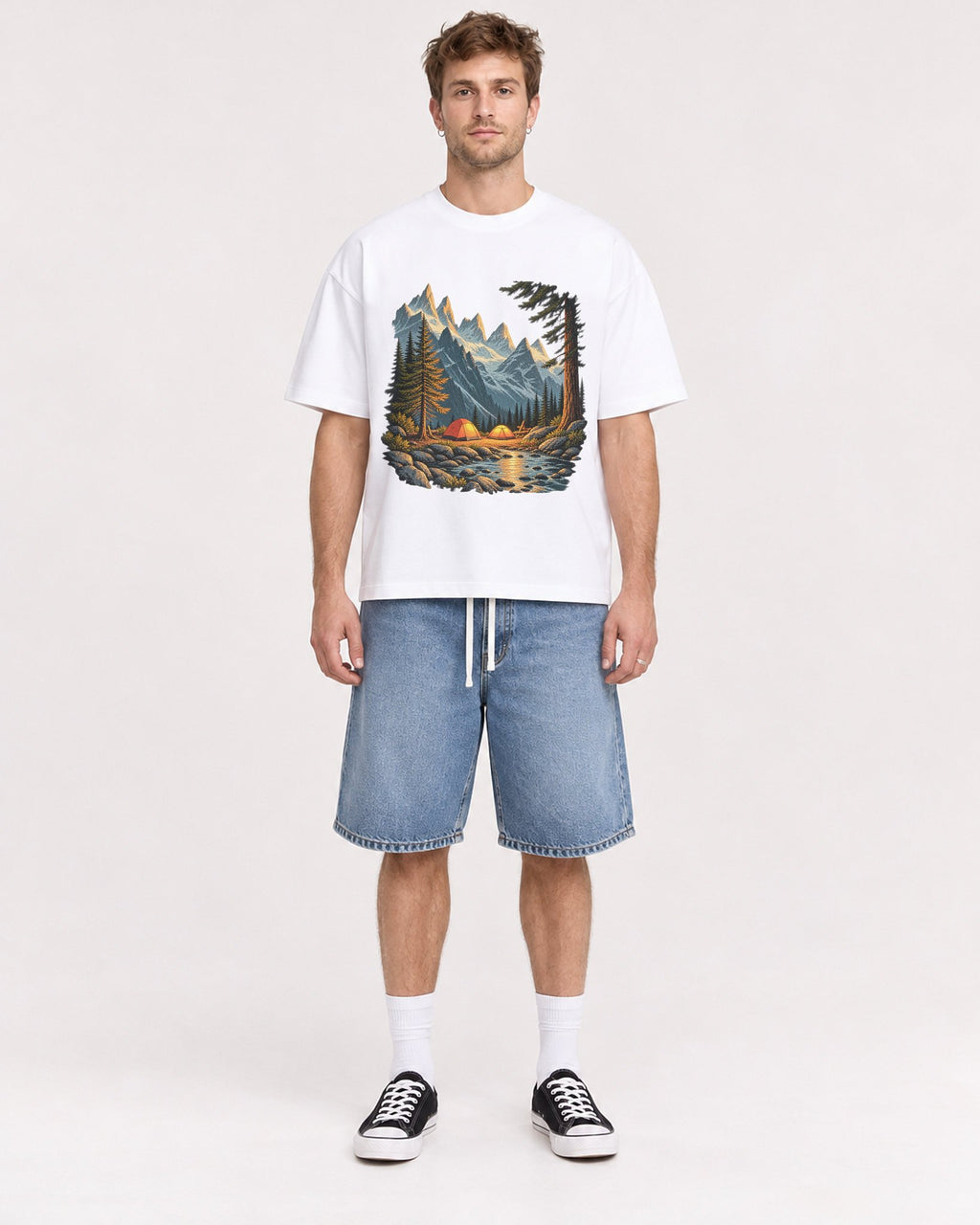 Mockup Boxy Heavyweight Tee White male full-body 08