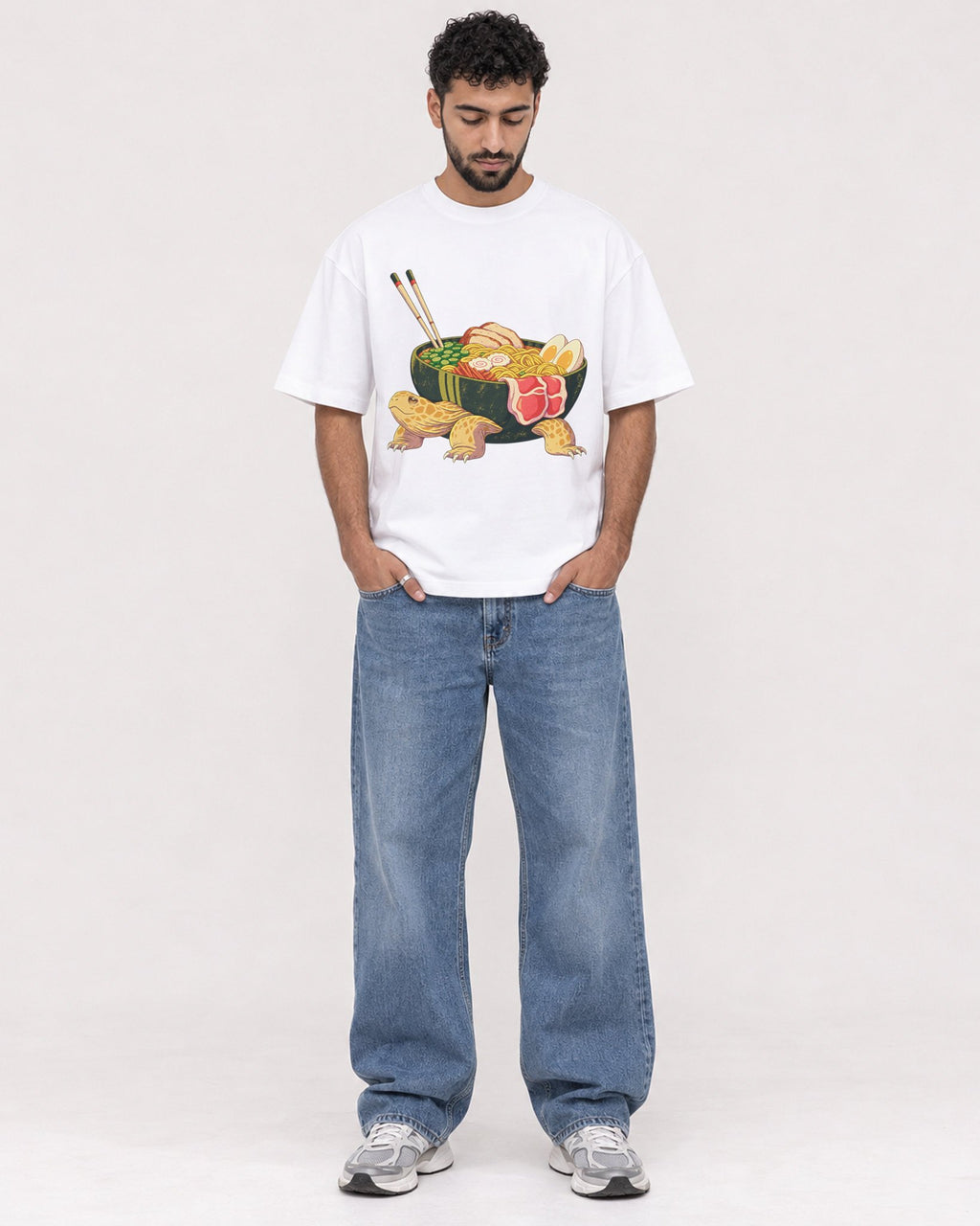 Mockup Boxy Heavyweight Tee White male full-body 27