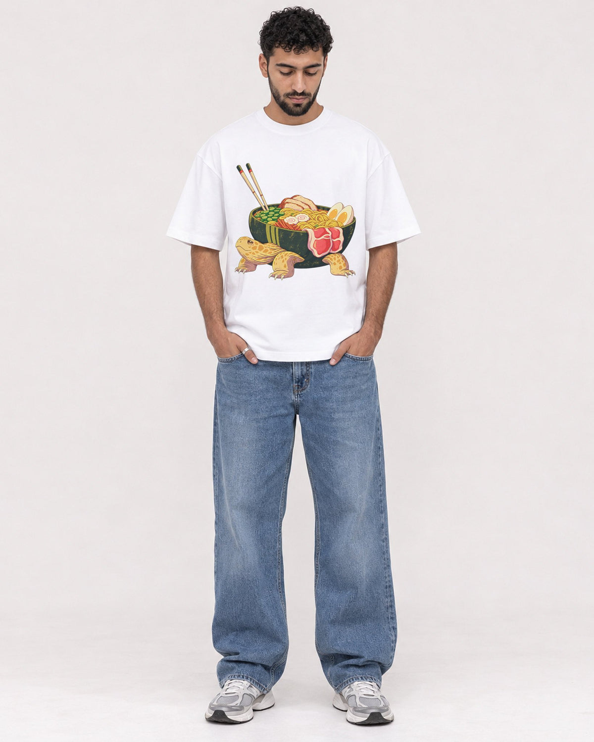 Mockup Boxy Heavyweight Tee White male full-body 27