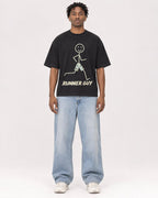 Mockup Boxy Heavyweight Tee Black male full-body 05