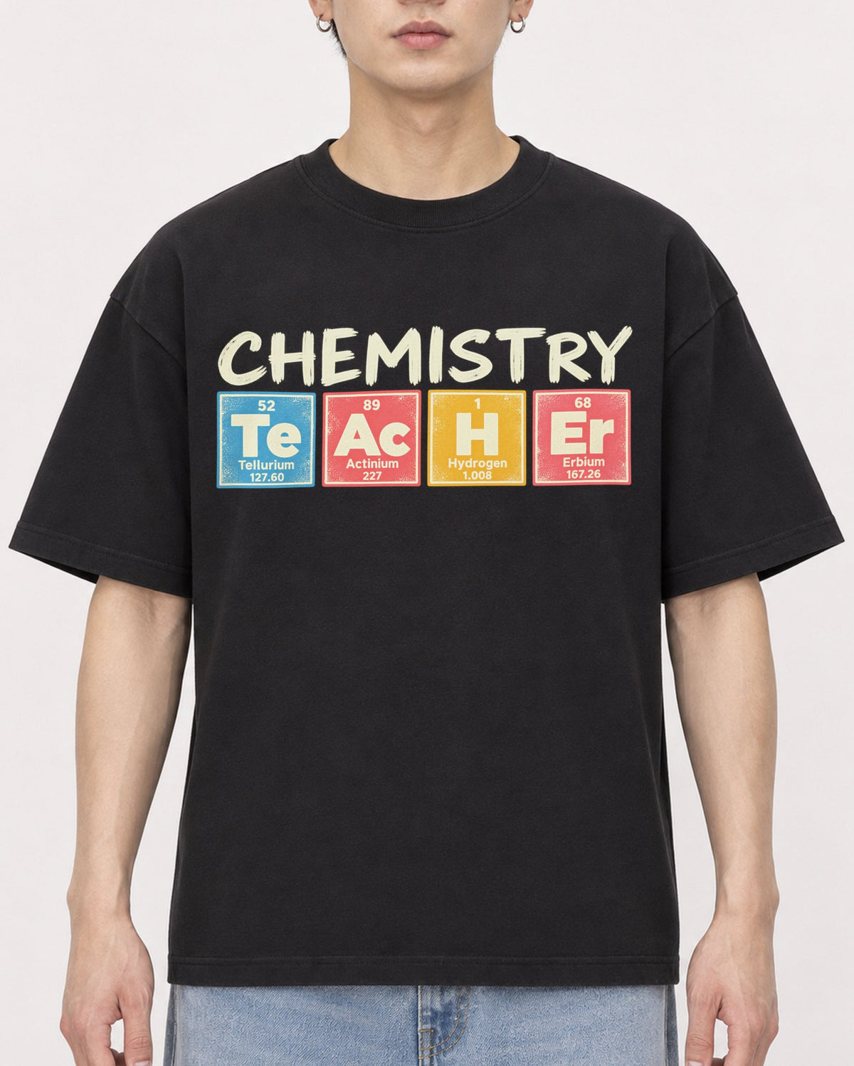 Mockup Boxy Heavyweight Tee Black male close-up 01