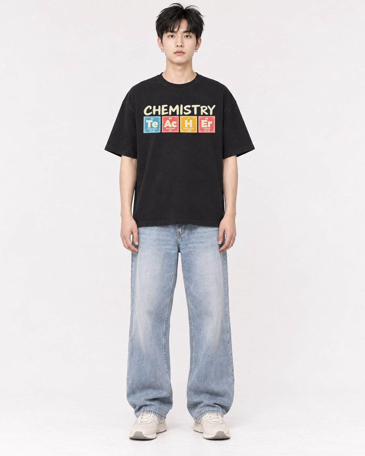 Mockup Boxy Heavyweight Tee Black male full-body 01
