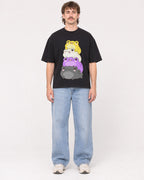 Mockup Boxy Heavyweight Tee Black male full-body 29
