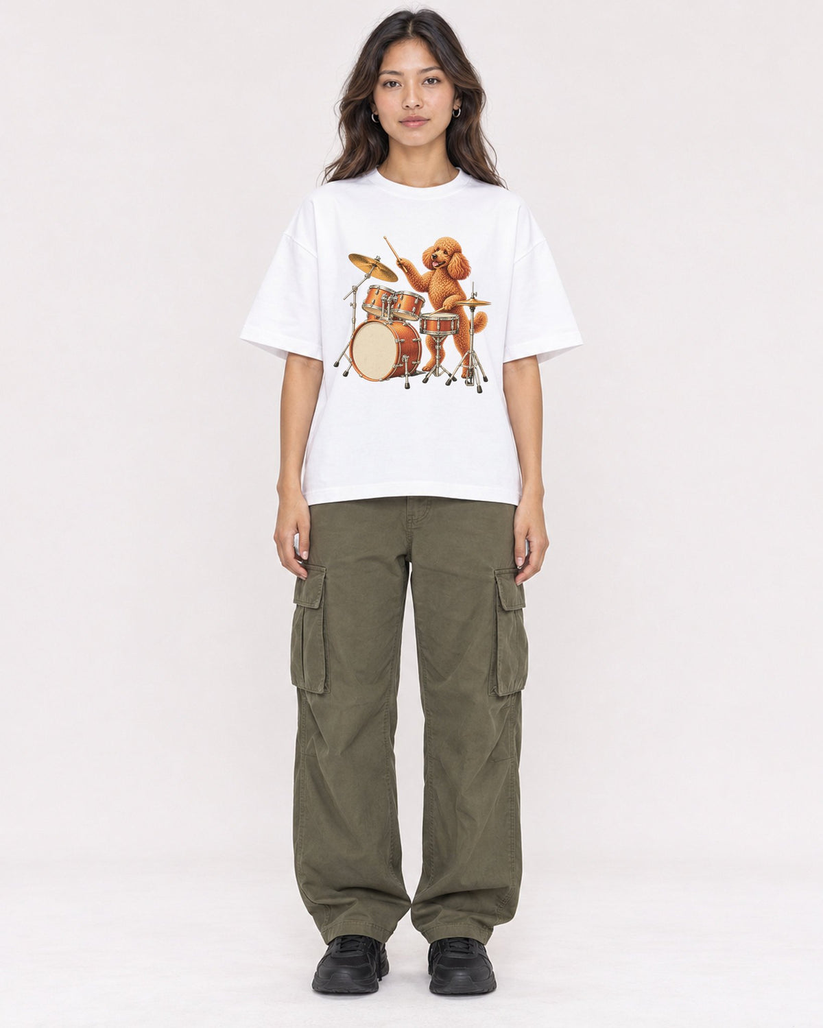 Mockup Boxy Heavyweight Tee White female full-body 02