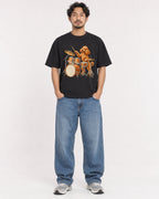 Mockup Boxy Heavyweight Tee Black male full-body 02