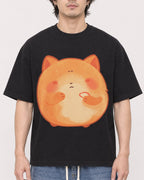 Mockup Boxy Heavyweight Tee Black male close-up 03