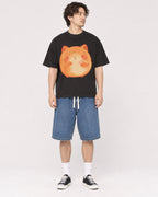 Mockup Boxy Heavyweight Tee Black male full-body 03
