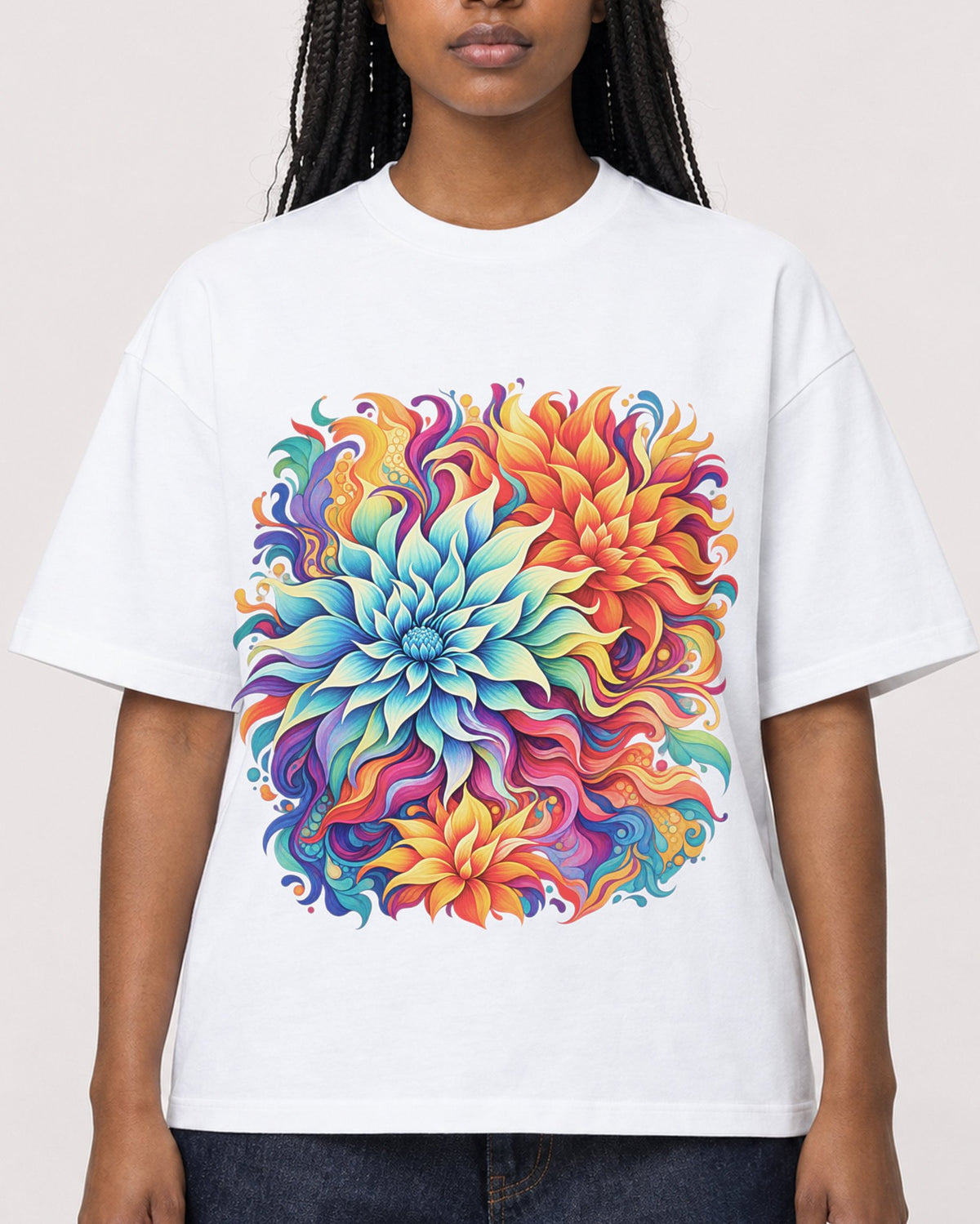 Mockup Boxy Heavyweight Tee White female close-up 04