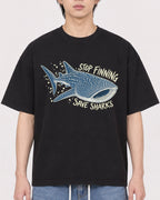 Mockup Boxy Heavyweight Tee Black male close-up 11