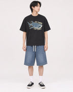 Mockup Boxy Heavyweight Tee Black male full-body 11