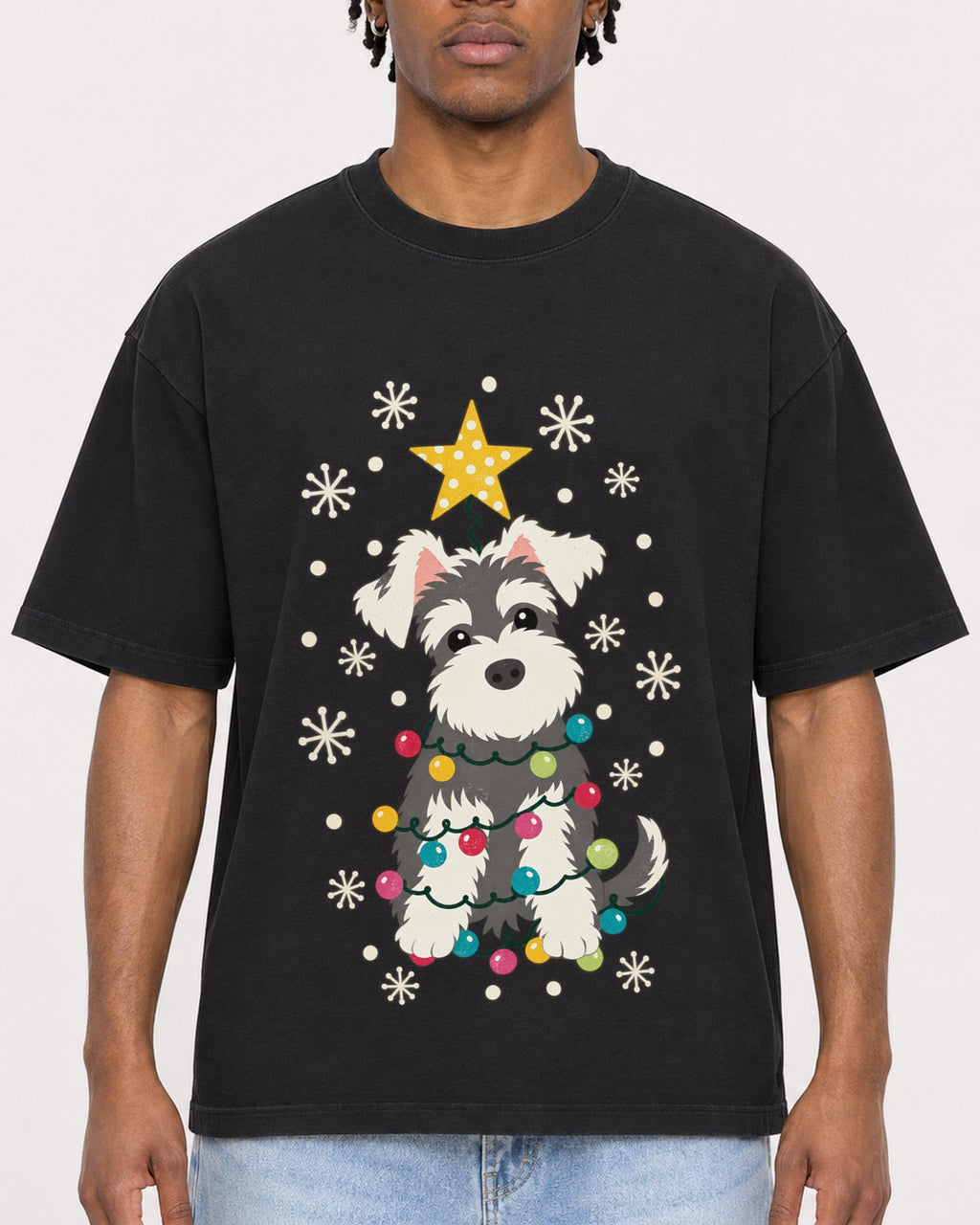 Mockup Boxy Heavyweight Tee Black male close-up 05