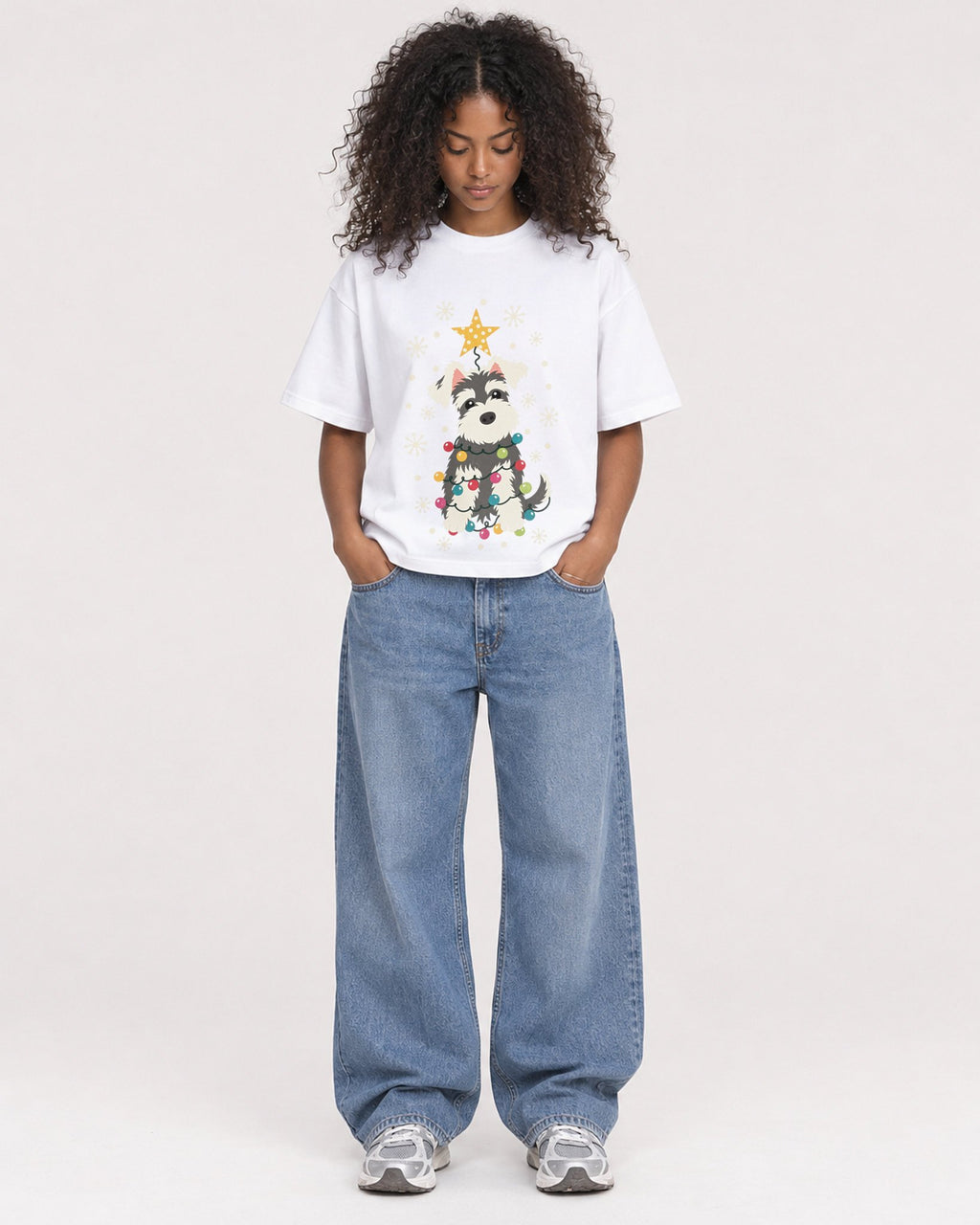 Mockup Boxy Heavyweight Tee White female full-body 05