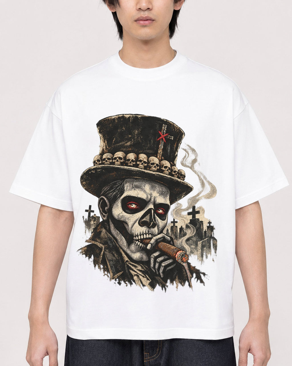 Mockup Boxy Heavyweight Tee White male close-up 11