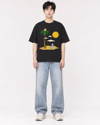 Mockup Boxy Heavyweight Tee Black male full-body 01