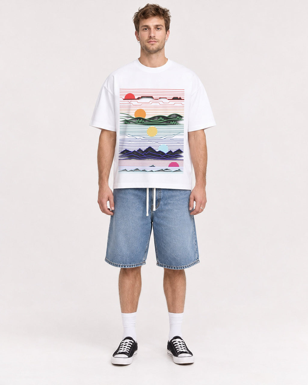 Mockup Boxy Heavyweight Tee White male full-body 08