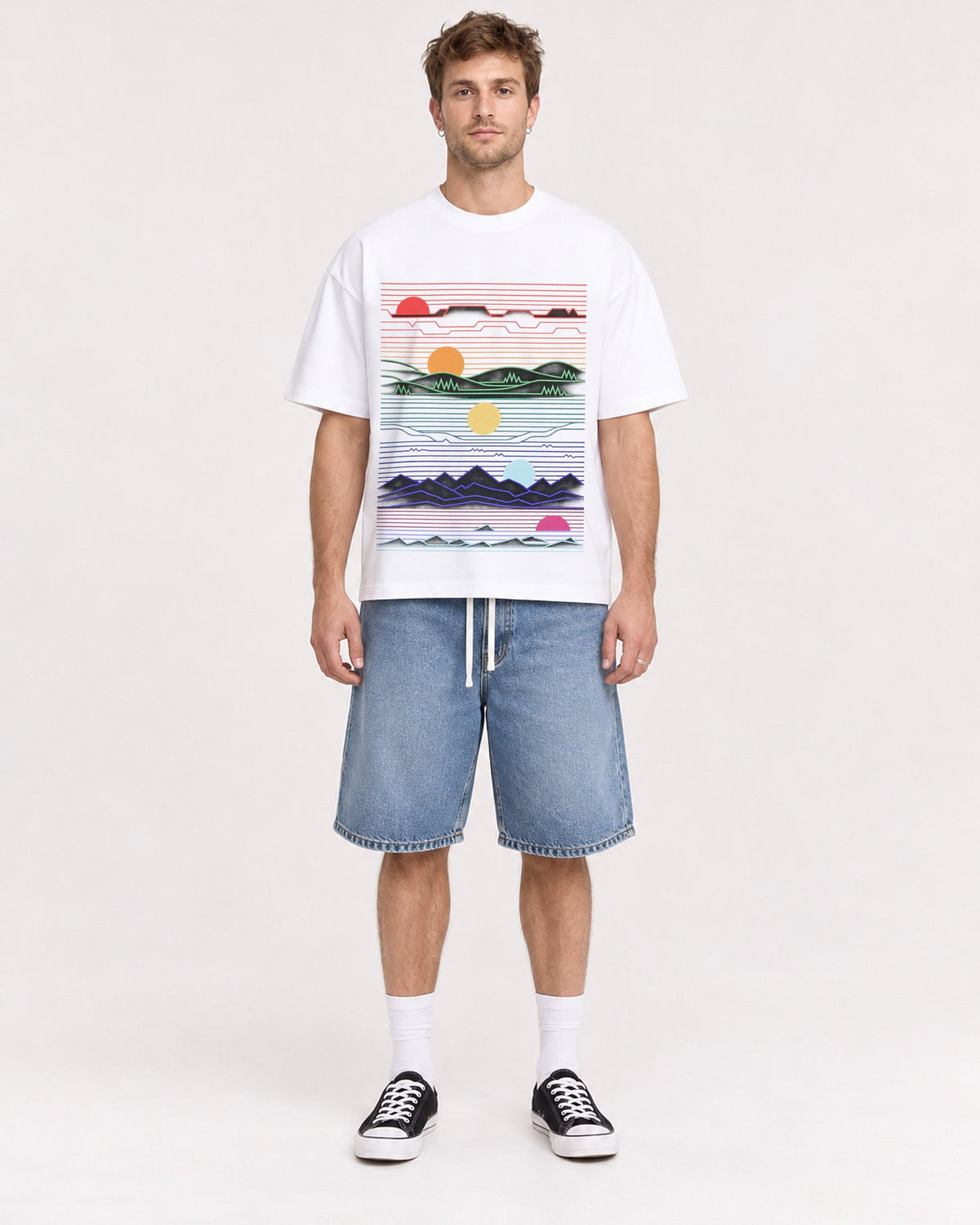 Mockup Boxy Heavyweight Tee White male full-body 08