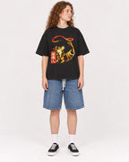 Mockup Boxy Heavyweight Tee Black female full-body 09