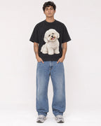 Mockup Boxy Heavyweight Tee Black male full-body 06