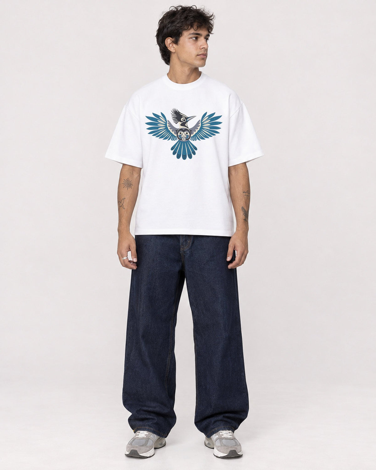 Mockup Boxy Heavyweight Tee White male full-body 06