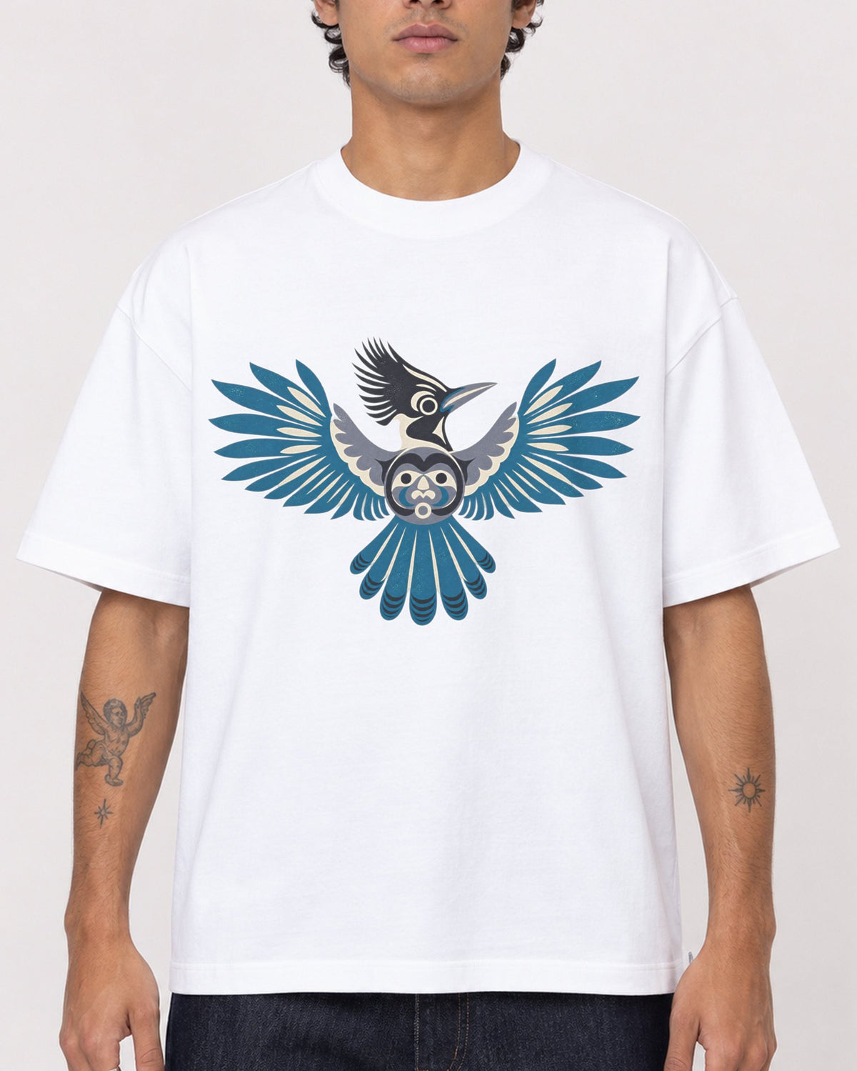 Mockup Boxy Heavyweight Tee White male close-up 06