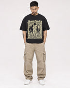 Mockup Boxy Heavyweight Tee Black male full-body 12