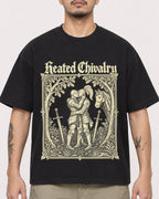 Mockup Boxy Heavyweight Tee Black male close-up 12