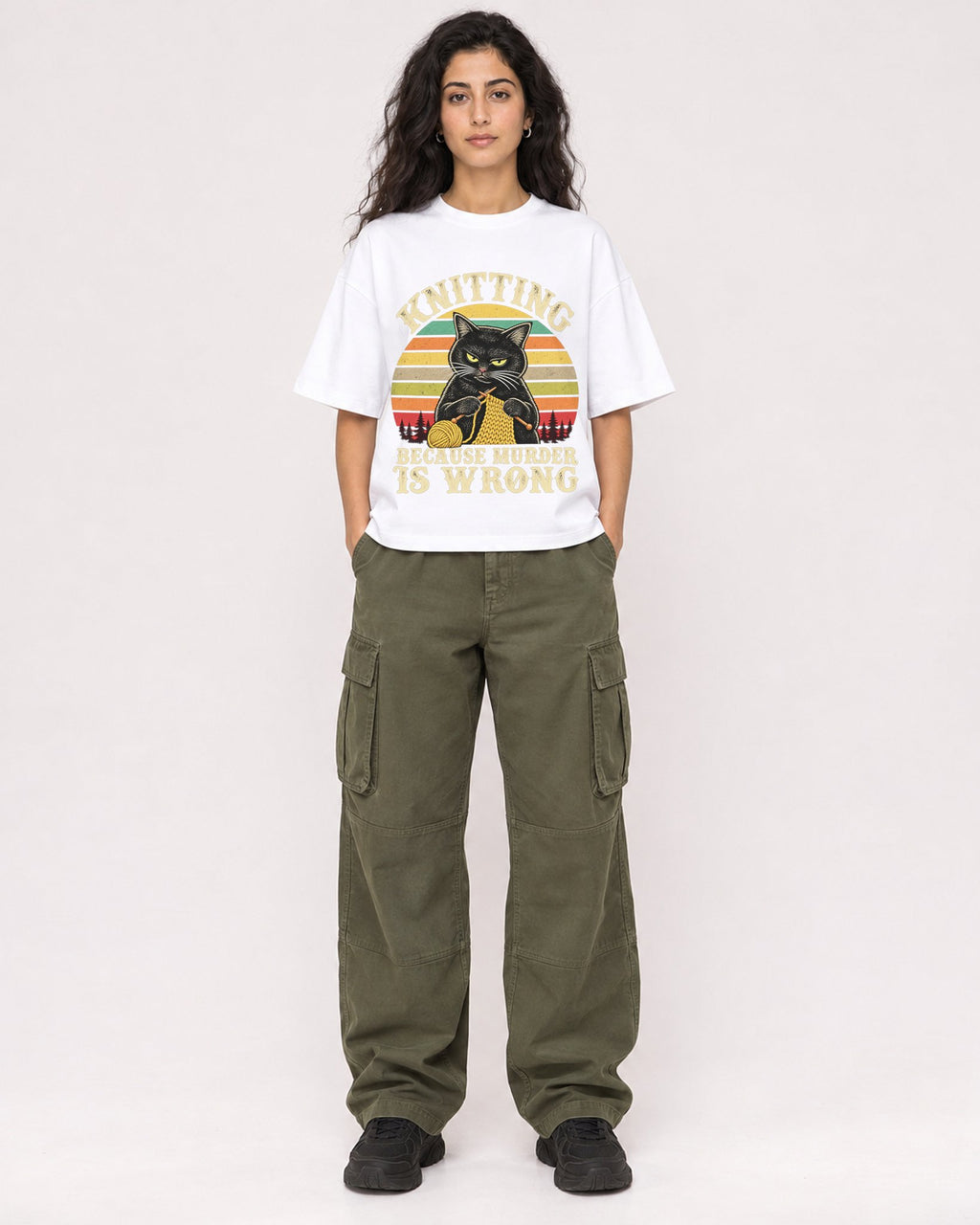 Mockup Boxy Heavyweight Tee White female full-body 07