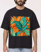 Mockup Boxy Heavyweight Tee Black male close-up 17