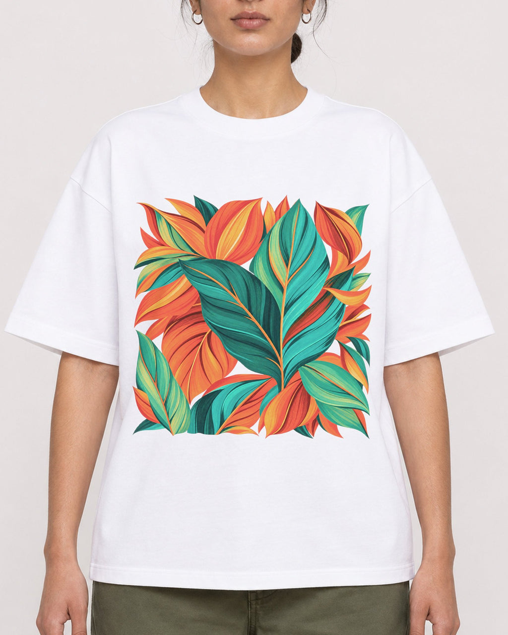 Mockup Boxy Heavyweight Tee White female close-up 17