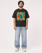Mockup Boxy Heavyweight Tee Black male full-body 17