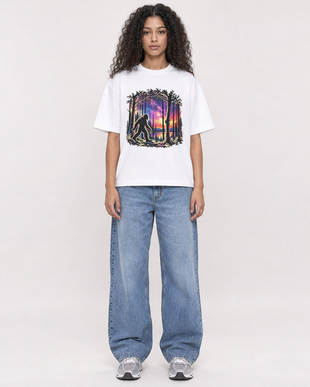 Mockup Boxy Heavyweight Tee White female full-body 10