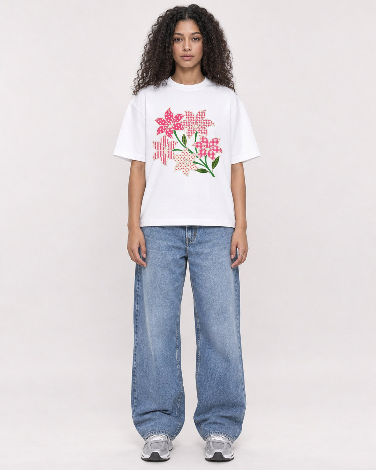 Mockup Boxy Heavyweight Tee White female full-body 10
