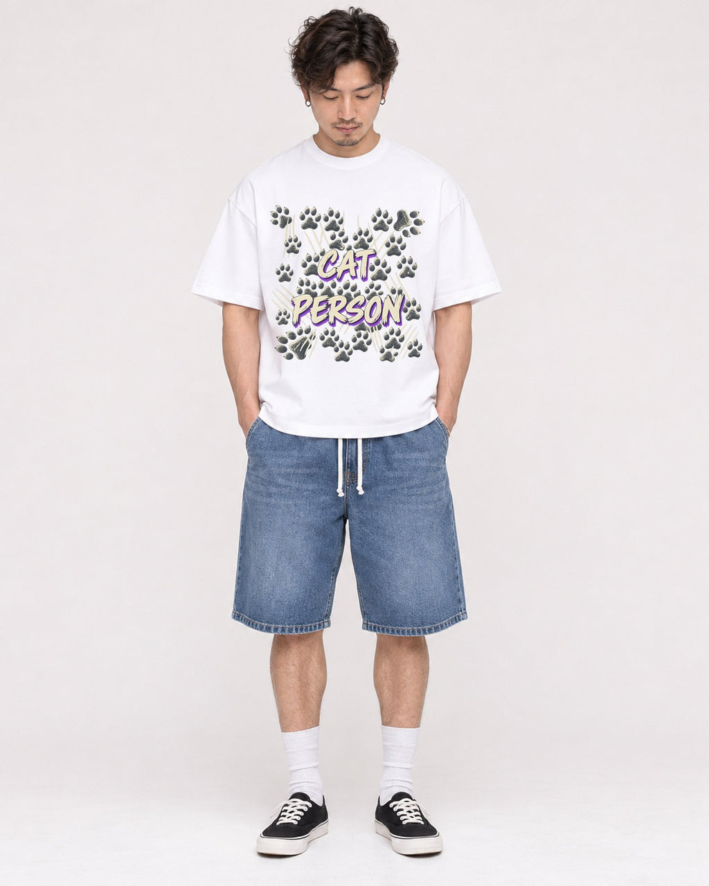 Mockup Boxy Heavyweight Tee White male full-body 03