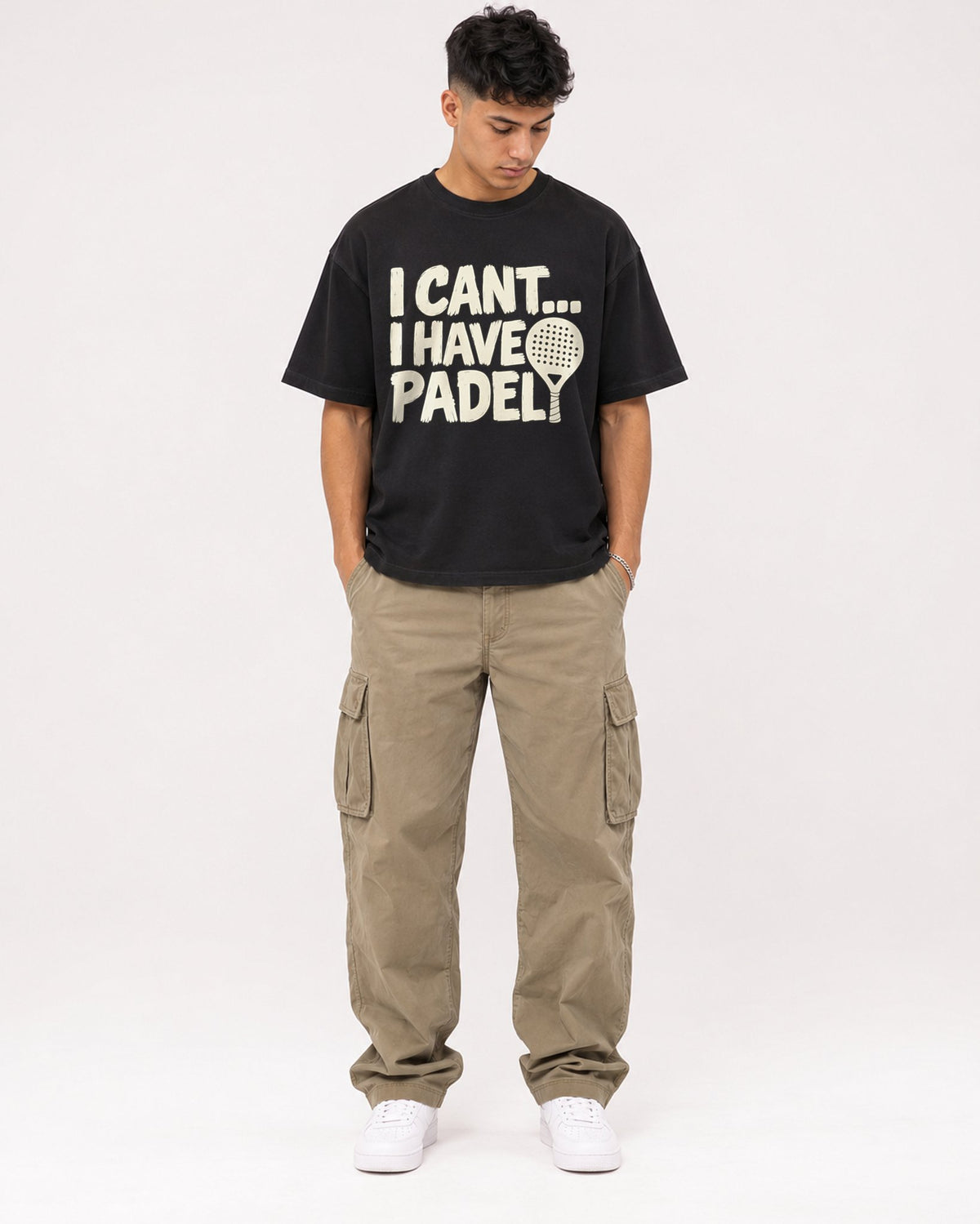 Mockup Boxy Heavyweight Tee Black male full-body 16