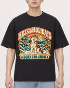 Mockup Boxy Heavyweight Tee Black male close-up 01