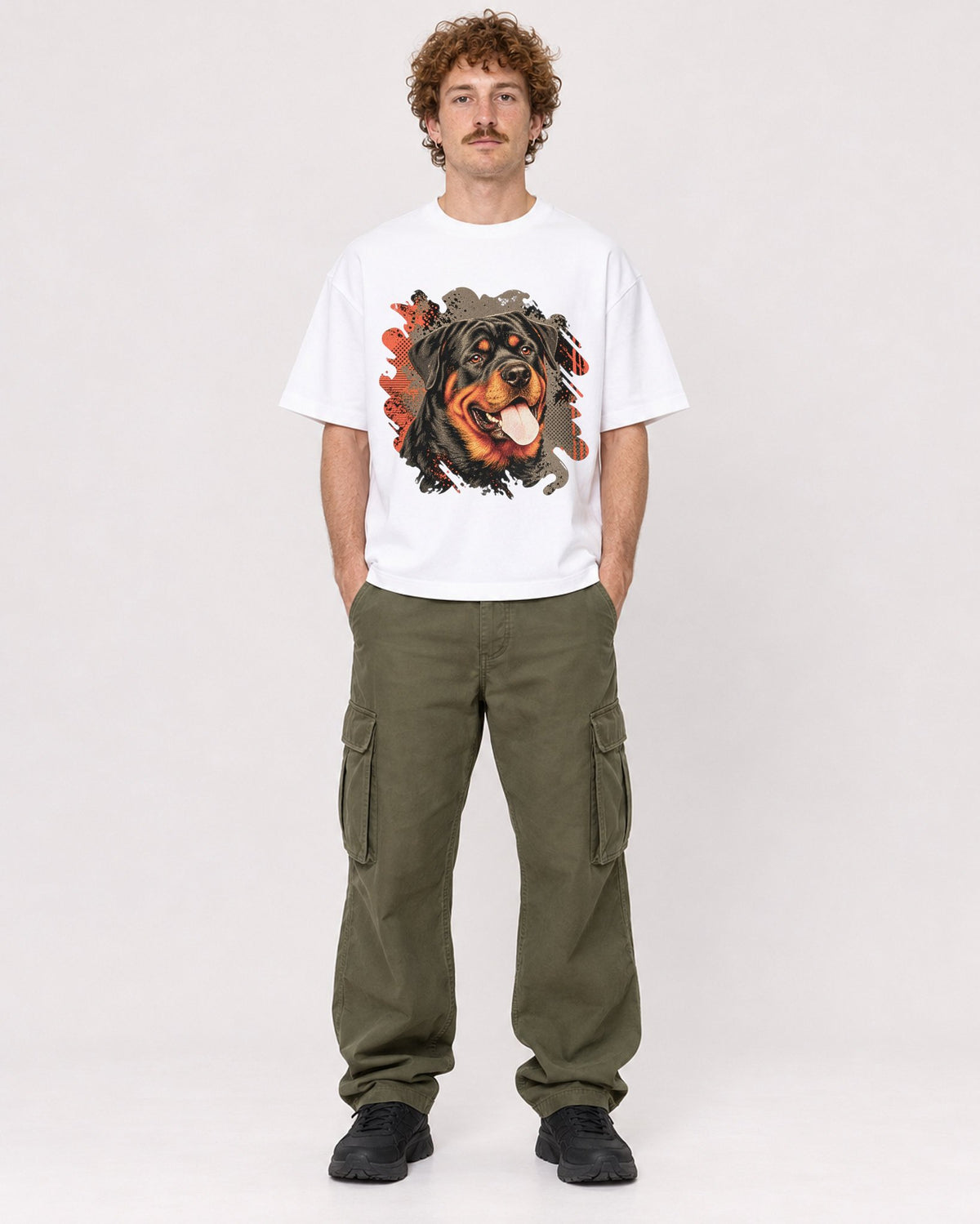 Mockup Boxy Heavyweight Tee White male full-body 09