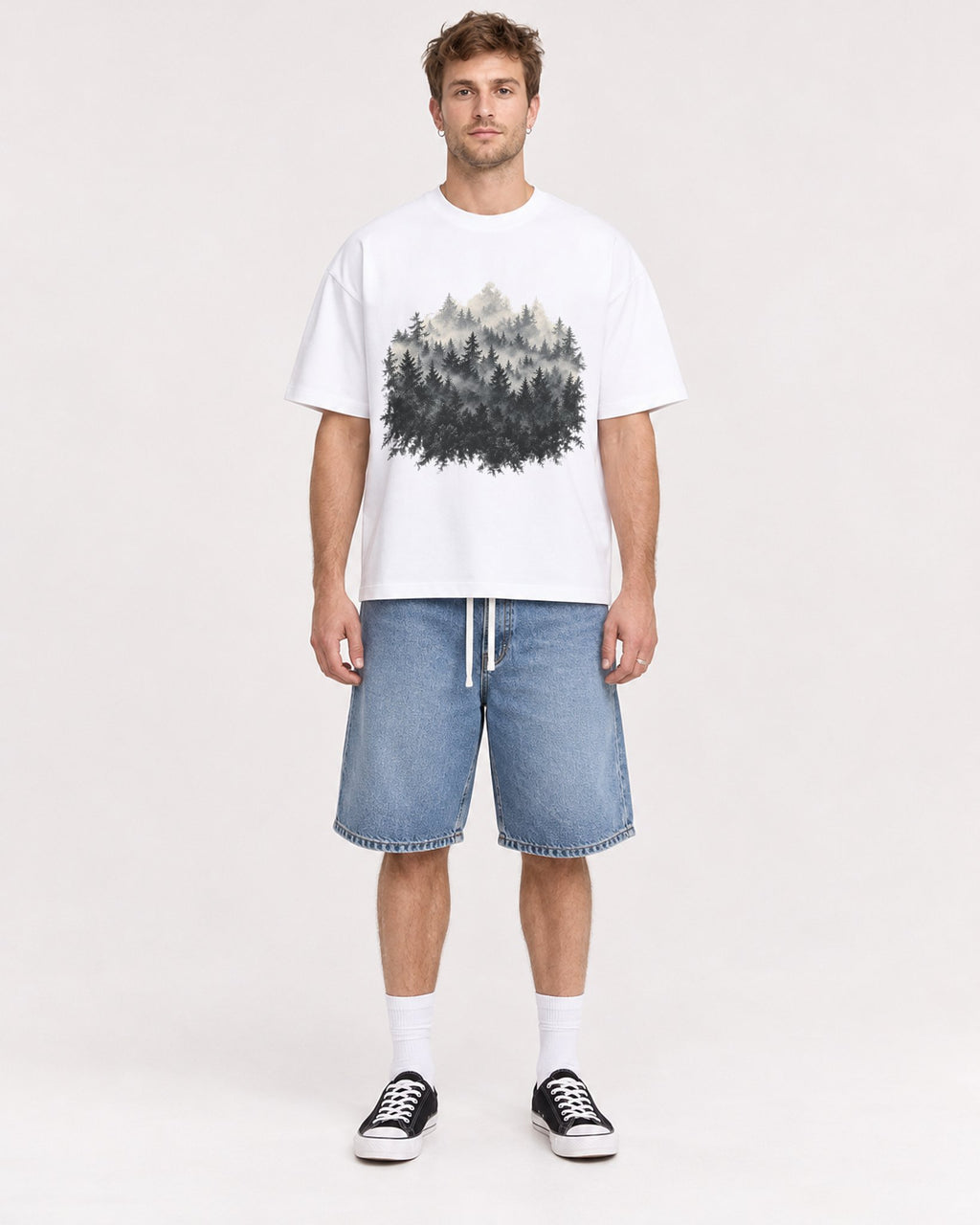 Mockup Boxy Heavyweight Tee White male full-body 08
