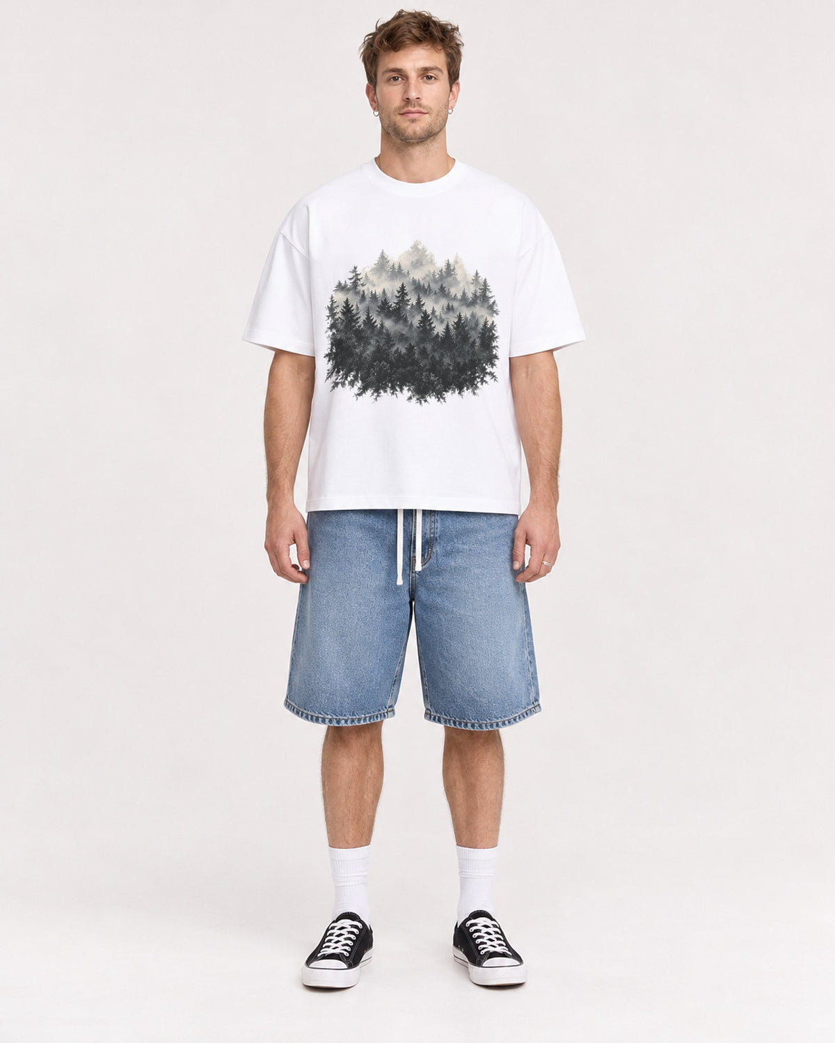 Mockup Boxy Heavyweight Tee White male full-body 08