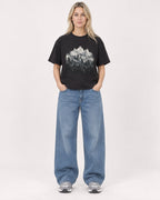 Mockup Boxy Heavyweight Tee Black female full-body 08
