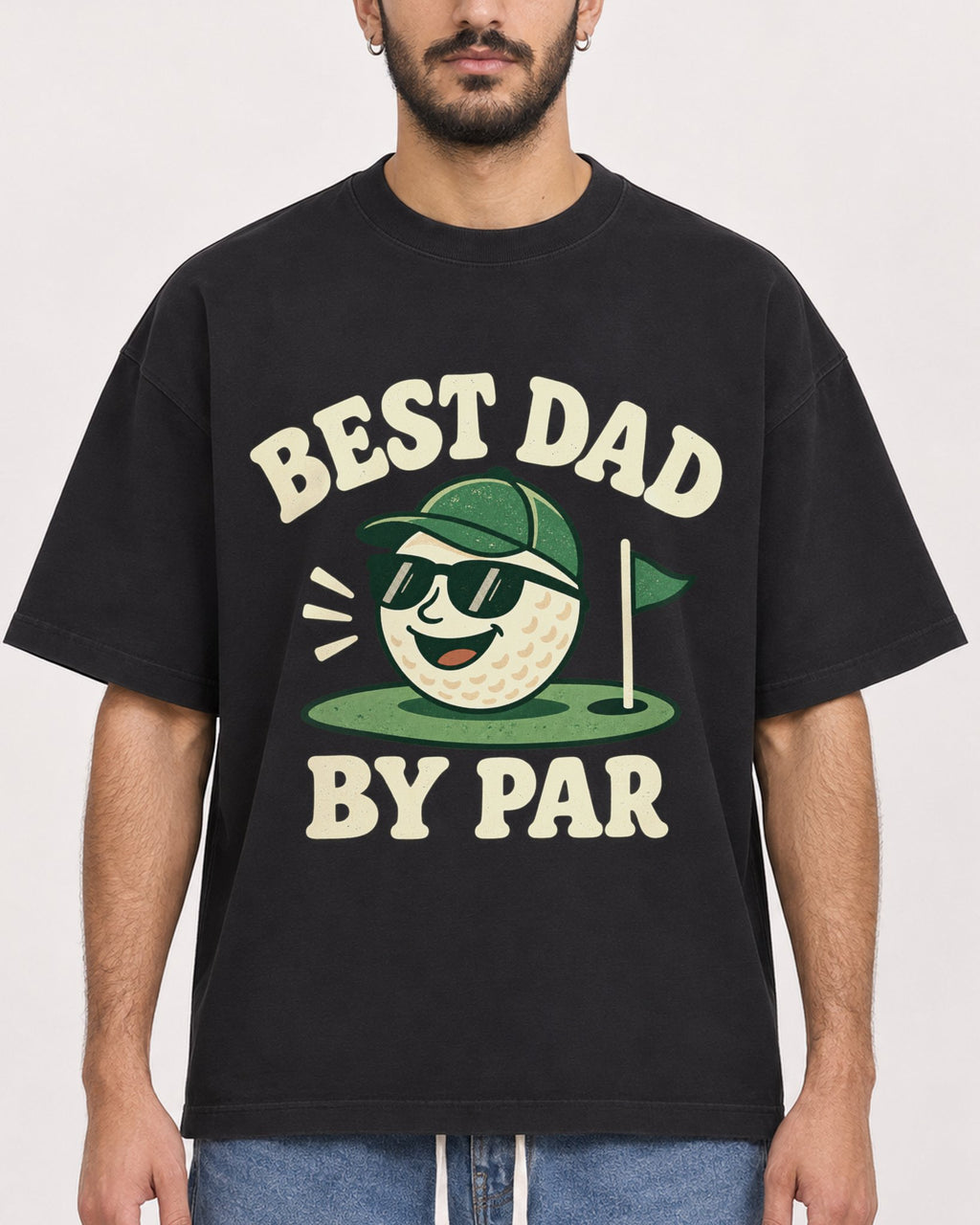 Mockup Boxy Heavyweight Tee Black male close-up 07