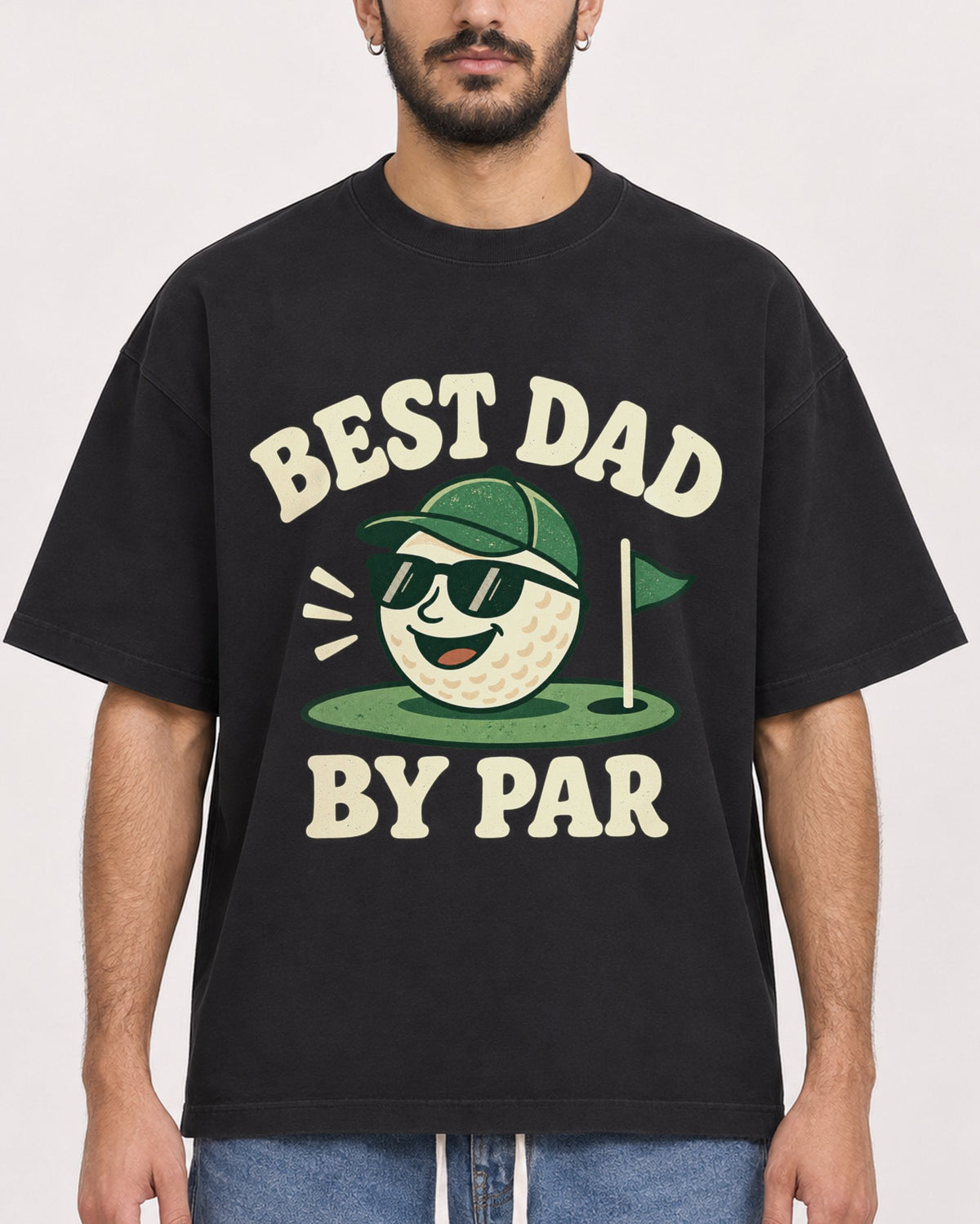 Mockup Boxy Heavyweight Tee Black male close-up 07